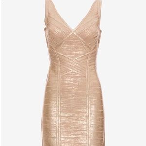 Herve Leger Mini Rose Gold dress XS